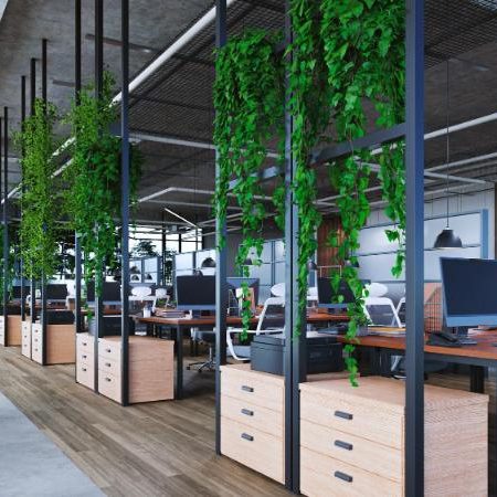 large-office-interior-with-plants-open-ceiling-3d-rendering